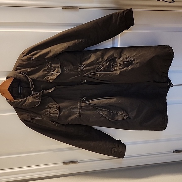 french connection parka heavy long green winter heavy jacket size 6 - Picture 3 of 9